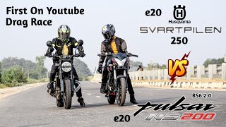 Husqvarna Svartpilen 250 Vs Pulsar NS200  Drag Race  First On Youtube [upl. by Vassili750]