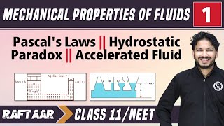 Mechanical Properties of Fluids 01  Pascals Laws  Hydrostatic Paradox  Class 11NEET  RAFTAAR [upl. by Sajet]