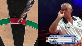 NineDarter Steve Beaton v Kirk Shepherd  2019 German Darts Open [upl. by Airlee]