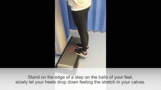 Physiotherapy Calf stretch over edge of step [upl. by Arne]