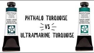 Daniel Smith Color Showdown Ep 4 Phthalo Turquoise vs Ultramarine Turquoise  Watercolor Comparison [upl. by Mcmahon534]