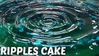 Island Cake with Ripples wave  Ripples wave Cake  Edible gelatine ripples  Ripples on Cake design [upl. by Nosrac]