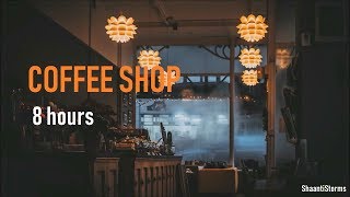 Rainy Day at the Coffee Shop Ambiance  8 Hours of Rain background chatter and Jazz Music [upl. by Chase]