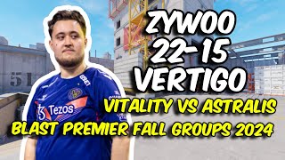 CS2 POV Vitality ZywOo 2215 vs Astralis Vertigo BLAST Premier Fall Groups 2024 [upl. by Elvera]