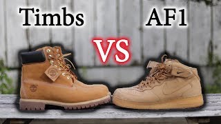 Essential Fall Sneakers  Air Force 1 Flax Vs Timberlands  Close Up amp On Feet [upl. by Nnaxor988]