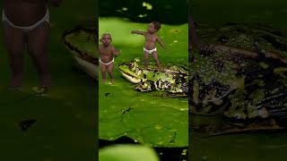 baby on frog baby cute dance frog 3dvfx funnyanimals funnycreatures vfx3d funny play joy [upl. by Nylodnew]