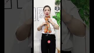 Tie tutorial 🎀 Silk scarf wearing style 窍小门 丝巾系法 scarf silkscarf fashion shorts [upl. by Akinet]