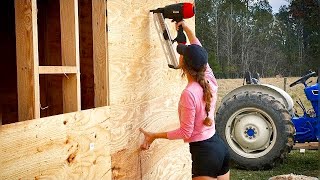 Gable Studs amp Exterior Wall Sheathing  Building Our Own Home Ep15 [upl. by Ahsemo391]