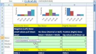 Excel amp Statistics 44 Skew amp SKEW function [upl. by Tabby]