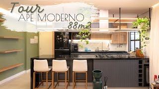 TOUR APÊ MODERNO COM TOQUE INDUSTRIAL DE 88m2 [upl. by Sherline]