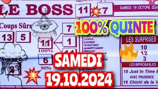 Boss Demain samedi 19 octobre 2024💲💲BASE SOLIDE 💲💲quinte demain [upl. by Zakarias]