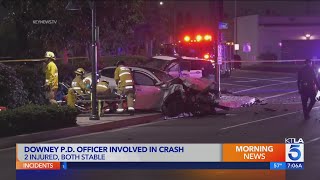 Downey police officer injured in crash [upl. by Schwab]