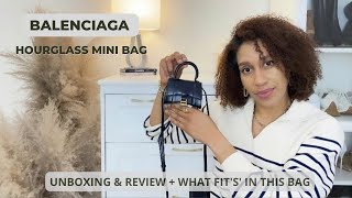 BALENCIAGA HOURGLASS BAG REVIEW  Unboxing amp what fits xs [upl. by Brittni]