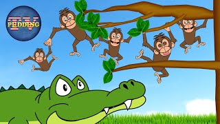 Five Little Monkeys Teasing Mr Alligator  Childrens Songs amp Animation [upl. by Arretak]