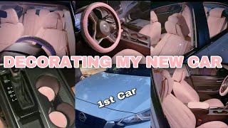 DECORATE MY NEW CAR WITH ME  Pink Amazon Car MUST HAVE [upl. by Alemap]