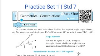 Practice set 1 Geometrical Constructions  Std 7  Maths  Maharashtra Board [upl. by Mae]