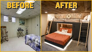 BEDROOM MAKEOVER Start to Finish  DIY Lake House BUNK ROOM [upl. by Earle875]