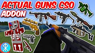 ACTUAL GUNS CSO Addon  Bedrock Minecraft [upl. by Duck171]