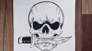 How To Draw Skull Tribal Tattoo [upl. by Bohrer105]