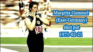 Margitta Gummel EastGermany shot put 19710221 [upl. by Nimzay]