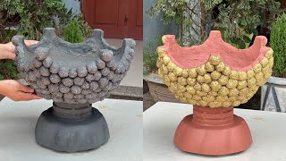 Design And Make Unique Plant Pots From Styrofoam And Cement [upl. by Nylaras]