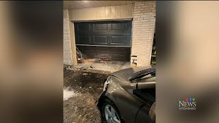 Garage door of Ont home destroyed after delivery gone wrong [upl. by Ilowell]