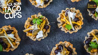 Black Bean Taco Cups  Easy Appetizers [upl. by Yrrek]