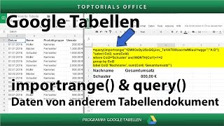 importrange und query kombinieren Google Tabellen  Spreadsheets [upl. by Attelrahs]