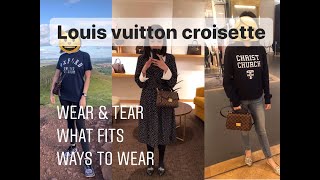 Louis Vuitton Croisette in Damier Ebene review  1Y Wear amp tear  What fits  How I style and wear [upl. by Aicillyhp471]