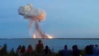 Antares rocket launch 102814 Failure and Explosion at liftoff [upl. by Osicran575]