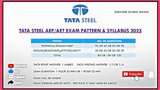 TATA STEEL AEPAET Syllabus amp Exam Pattern For All Branch  Tata Steel AEP Exam 2023  Btech jobs [upl. by Shama]