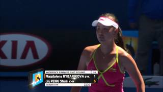 Magdalena Rybarikova v Shuai Peng highlights 2R  Australian Open 2015 [upl. by Yekcim]