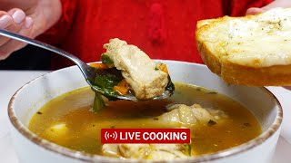 ❤️ LIVE Cooking 68  Homemade Chicken Soup with Cheesy Garlic Bread [upl. by Sevart]