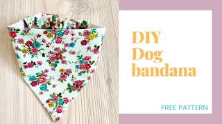 DIY How to sew dog bandana with scrunchie back Free pattern included [upl. by Bradley]