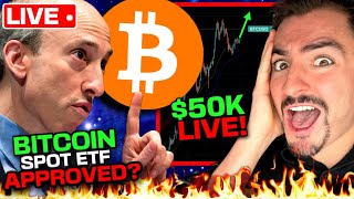 LIVE SEC Spot Bitcoin ETF Approval 50000 BITCOIN TARGET [upl. by Kcirevam]