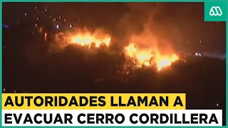 Llaman a evacuar Cerro Cordillera por nuevo foco de incendio en Valparaíso [upl. by Uol]