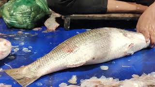 Amazing Cutting With Knife  Big BEtki Fish Cutting In Fish Market BD [upl. by Frech704]