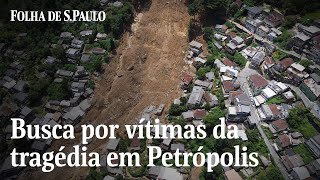 Moradores procuram familiares após mortes pela chuva em Petrópolis [upl. by Mil]