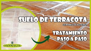 Suelo de terracota Alteret  Limpieza e hidrofugado con efecto envejecido cuero [upl. by Malchus]