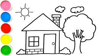 HOW TO DRAW A HOUSE EASY FOR KIDS [upl. by Lattie]