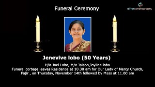 Funeral Ceremony Of Jenevive Lobo 50 Years Our Lady of Mercy Church Fajir [upl. by Inait693]