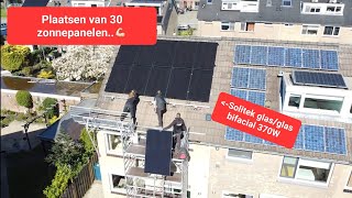 Plaatsen 38 zonnepanelen  SolarEdge hybride omvormer  92kwh accus met backup interface deel 4 [upl. by Klemm206]