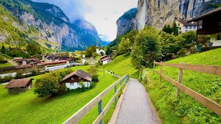 Lauterbrunnen  Most Beautiful Village In Switzerland🇨🇭Peaceful Walk In Swiss Valley [upl. by Aicelet152]