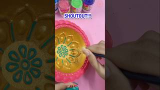 Painting on a BIG Diya😱GOLDEN🎀✨️  diwali painting shorts  Riyas Amazing World [upl. by Marucci]