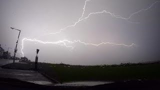 WOW Several lightning strikes captured in ClactonOnSea Essex UK [upl. by Ahsuatan]