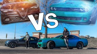 Alfa Romeo Quadrifoglio vs Hellcat We Raced amp You Wont Believe This 🤣🤦🏽‍♂️ [upl. by Araed612]