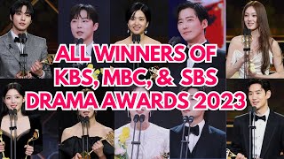 FULL LIST ‼️ THE WINNERS OF KBS MBC AND SBS DRAMA AWARDS 2023 [upl. by Vanna]