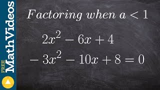 Factoring trinomials when a is greater than 1 then solving 2x2 6x 4  3x2 10x 80 [upl. by Nonarb]