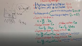 thermodynamique S1  la chaleur thermodynamiquecapacité calorifique thermodynamique partie 9 [upl. by Dyolf]