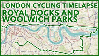 Royal Docks and Woolwich parks  London Cycling Timelapse [upl. by Bonnes]